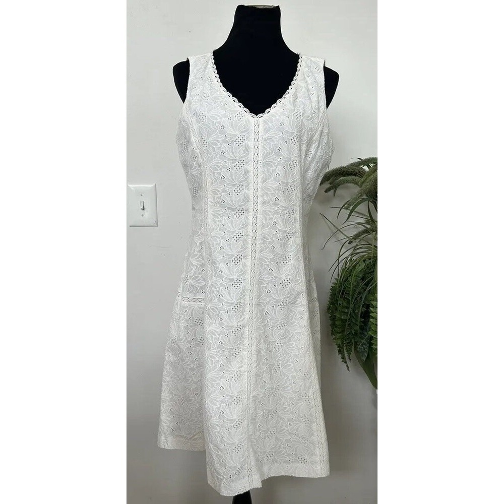 Sundance Women's Black 100% Cotton Sleeveless Knee-length Lace Dress Size 12 EUC